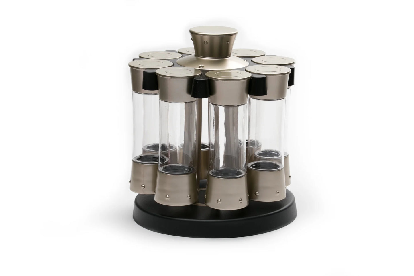 Elite Auto-Measure Spice Carousel Professional Series, 8 Spice Jars, Silver Satin